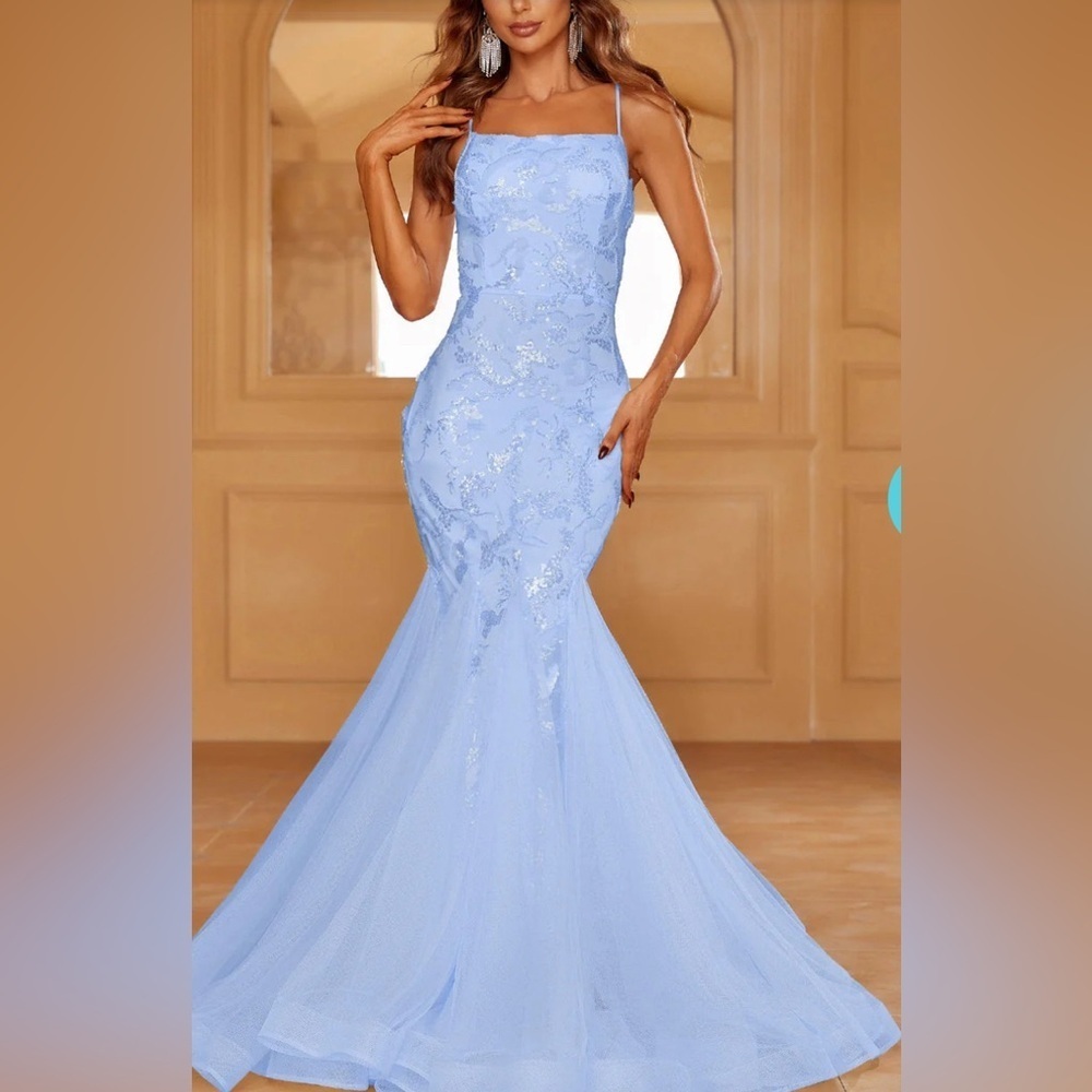 Spaghetti Strap Lace Up Backless Sequin Mermaid Dresses